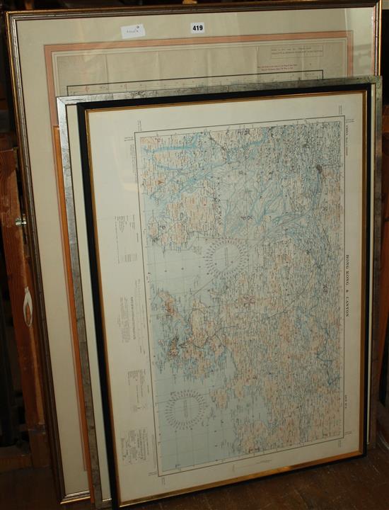 4 large framed maps